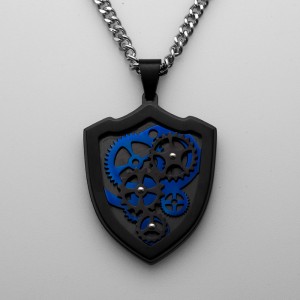 Шестерни кулон из нержавеющей стали двухцветный черный и синий ожерелье творческие мужские подвески ювелирные изделия
